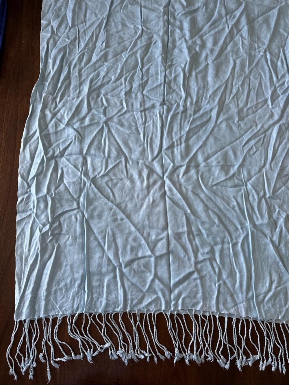 Golden Ribbon 100% Linen Light Blue Pashmina Wrap Scarf Tassel Fringe 27 x 76 in